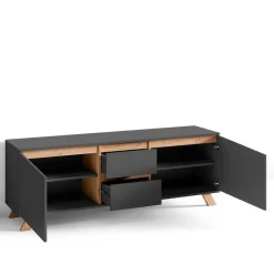 Wohnen TV-Lowboard in Anthrazit mit Wildeiche - Operatiu