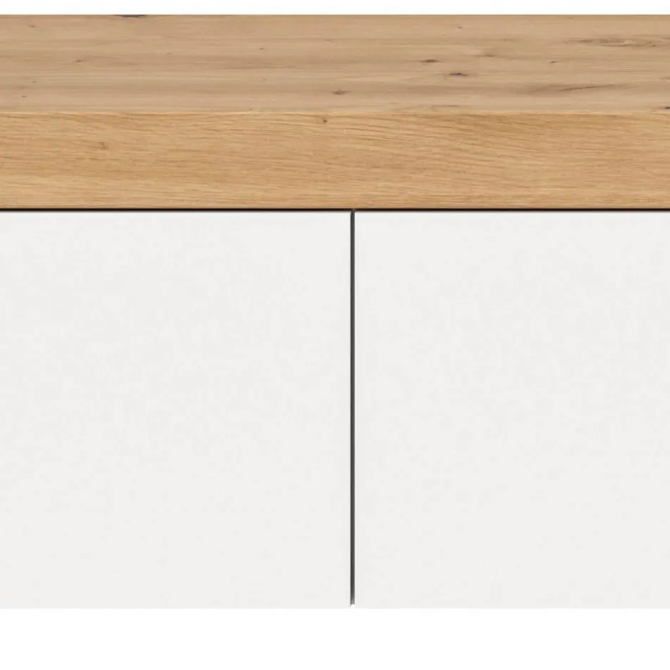 TV-Lowboard in Weiß mit Wildeiche Natur Optik - Emdan^Wohnen Clearance