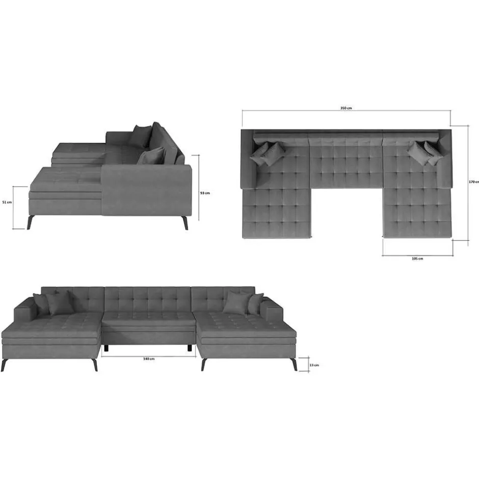 U-Design Wohnlandschaft mit Schlaffunktion - Klevani^Wohnen Clearance