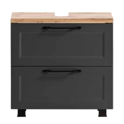 Wohnen Unterbeckenschrank in Dunkelgrau mit Wildeiche - Novelya