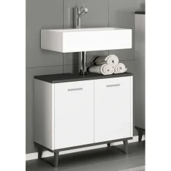 Wohnen Unterbeckenschrank in Weiß und Anthrazit - Rondja