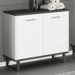 Wohnen Unterbeckenschrank in Weiß und Anthrazit - Rondja