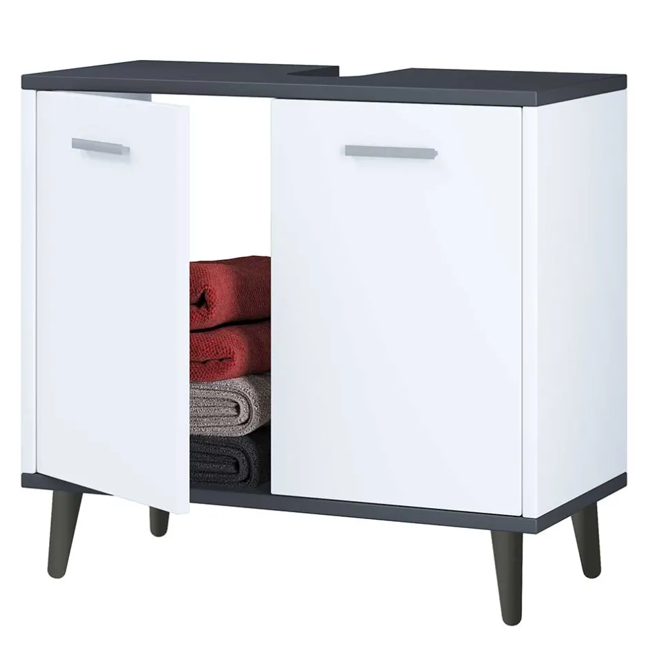 Wohnen Unterbeckenschrank in Weiß und Anthrazit - Rondja