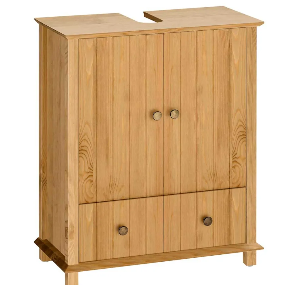 Wohnen Unterschrank fürs Waschbecken aus Holz Kiefer - Akzinad