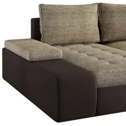 U-Schlafcouch in Beige und Dunkelbraun - Driften^Wohnen Best
