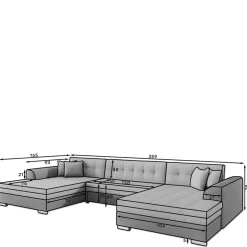 Wohnen U-Sofa in Schwarz Kunstlederbezug - Bekasi