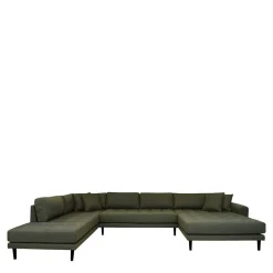 U-Wohnlandschaft aus Webstoff Olivgrün - Plodi^Wohnen Clearance