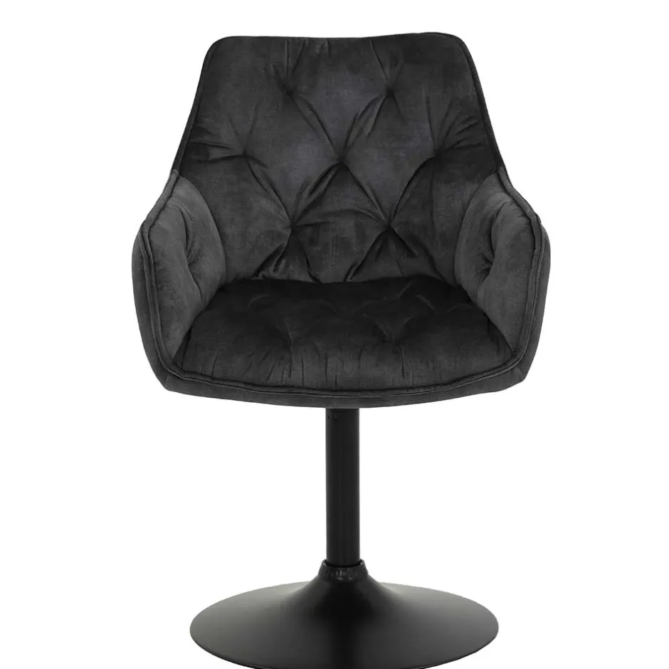 Wohnen Velours Armlehnenstuhl in Grau - drehbar - Empria (2er Set)