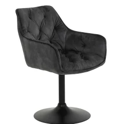 Wohnen Velours Armlehnenstuhl in Grau - drehbar - Empria (2er Set)