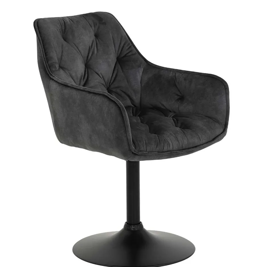 Wohnen Velours Armlehnenstuhl in Grau - drehbar - Empria (2er Set)