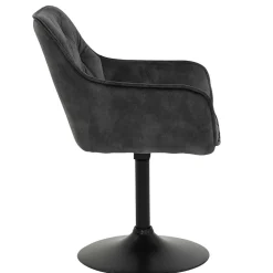 Wohnen Velours Armlehnenstuhl in Grau - drehbar - Empria (2er Set)