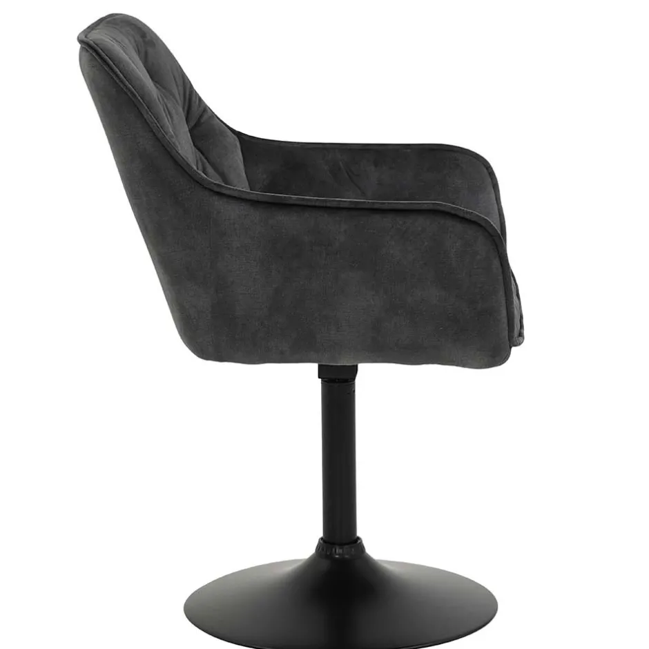 Wohnen Velours Armlehnenstuhl in Grau - drehbar - Empria (2er Set)