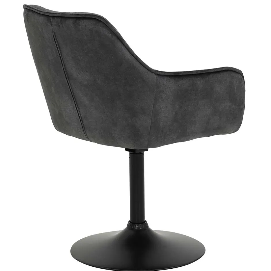 Wohnen Velours Armlehnenstuhl in Grau - drehbar - Empria (2er Set)