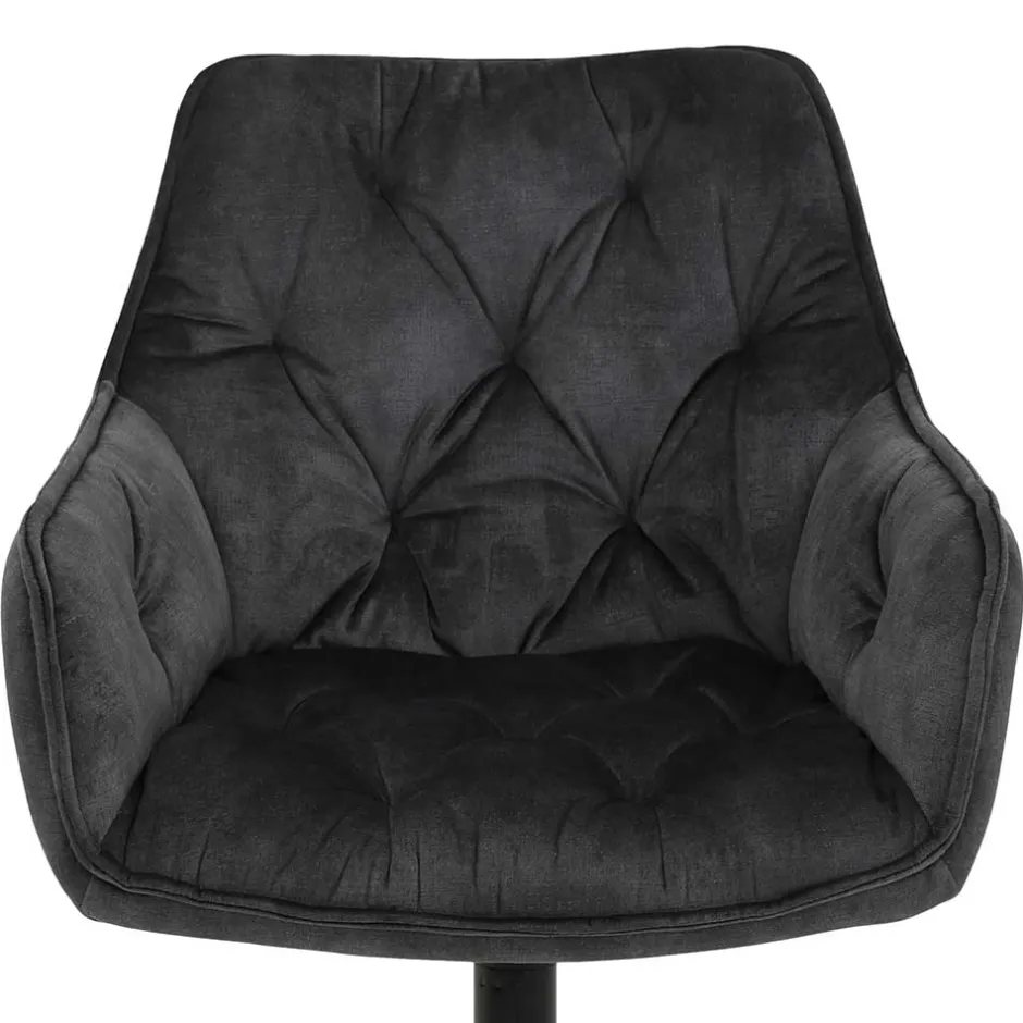 Wohnen Velours Armlehnenstuhl in Grau - drehbar - Empria (2er Set)