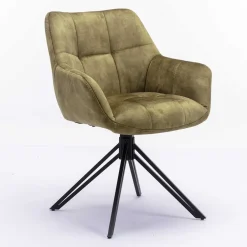 Wohnen Velours Armlehnenstuhl in Oliv Grün - Sagavi (2er Set)