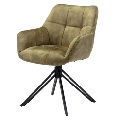 Wohnen Velours Armlehnenstuhl in Oliv Grün - Sagavi (2er Set)