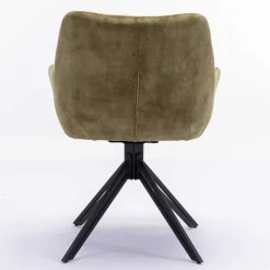 Wohnen Velours Armlehnenstuhl in Oliv Grün - Sagavi (2er Set)