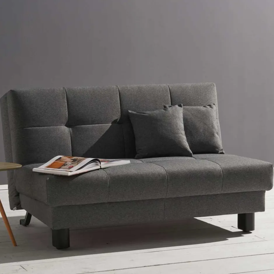 Wohnen Velours Bettcouch in Grau - Daylight