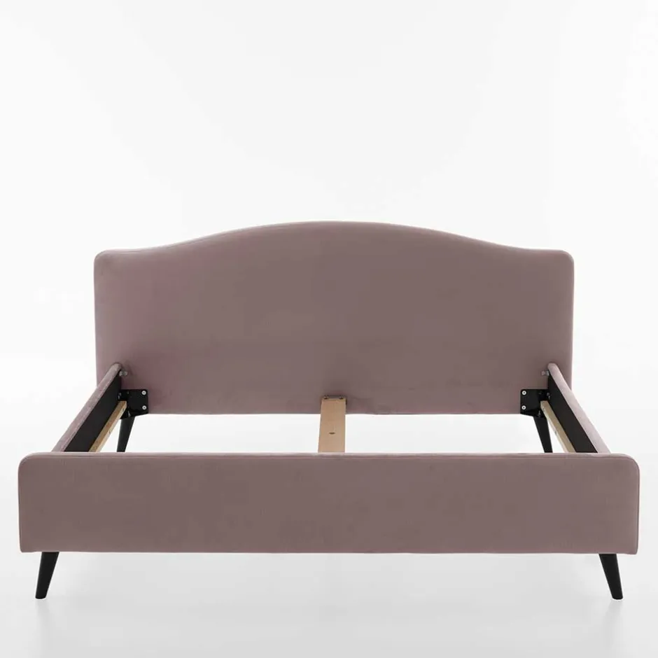 Wohnen Velours Bettgestell in Altrosa - Unegra