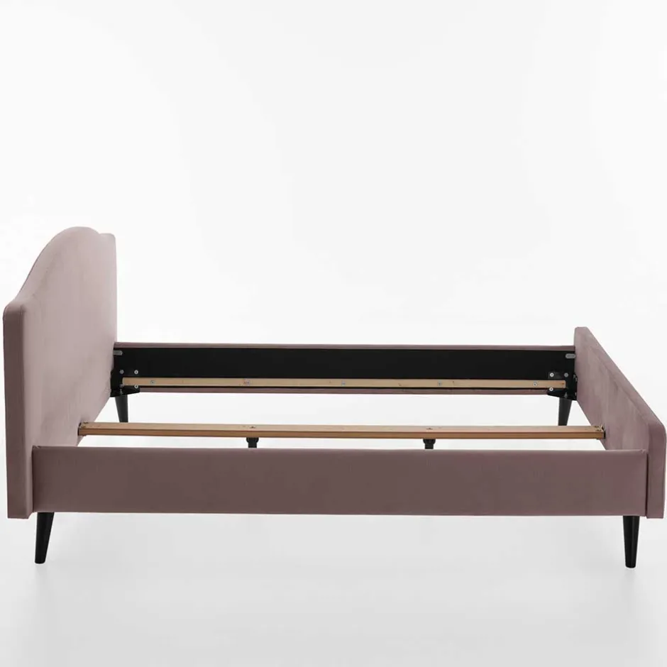 Wohnen Velours Bettgestell in Altrosa - Unegra