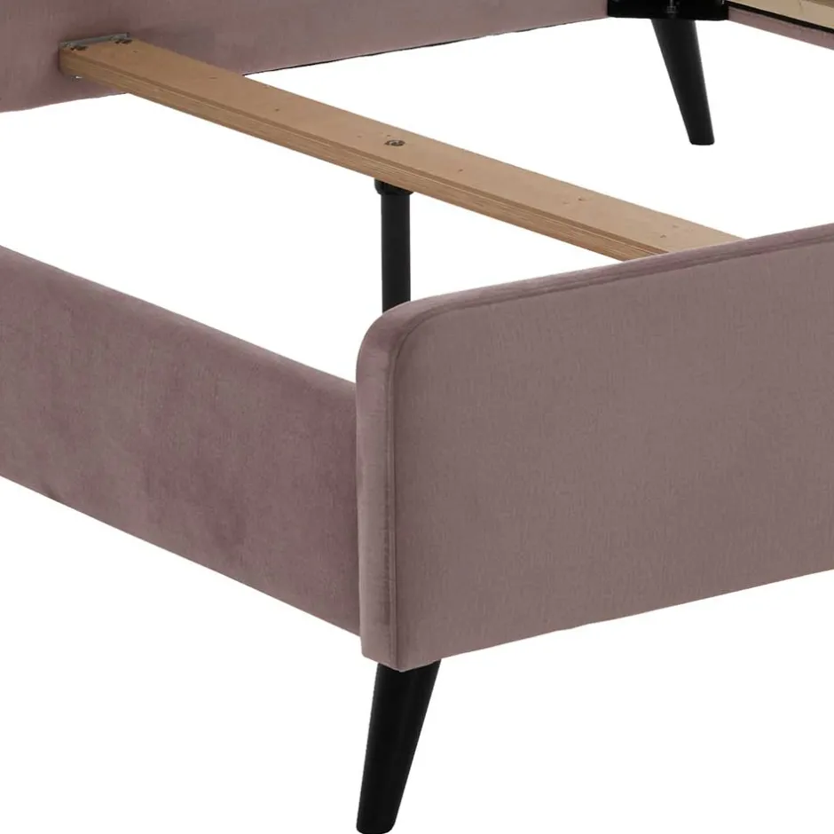 Wohnen Velours Bettgestell in Altrosa - Unegra
