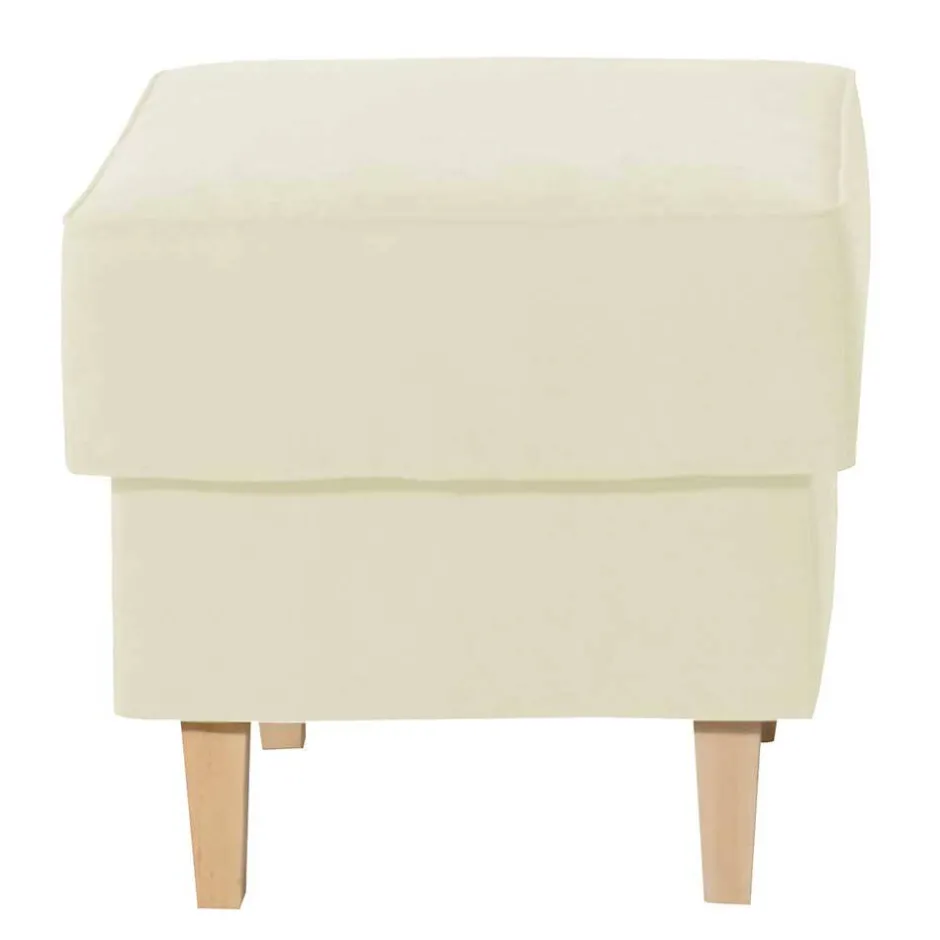 Velours Couchhocker in Cremefarben - Kanmura^Wohnen New