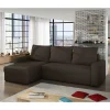 Velours Ecksofa in Braun mit Bettfunktion - Bascana^Wohnen Outlet