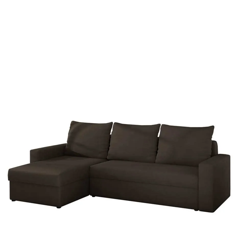 Velours Ecksofa in Braun mit Bettfunktion - Bascana^Wohnen Outlet