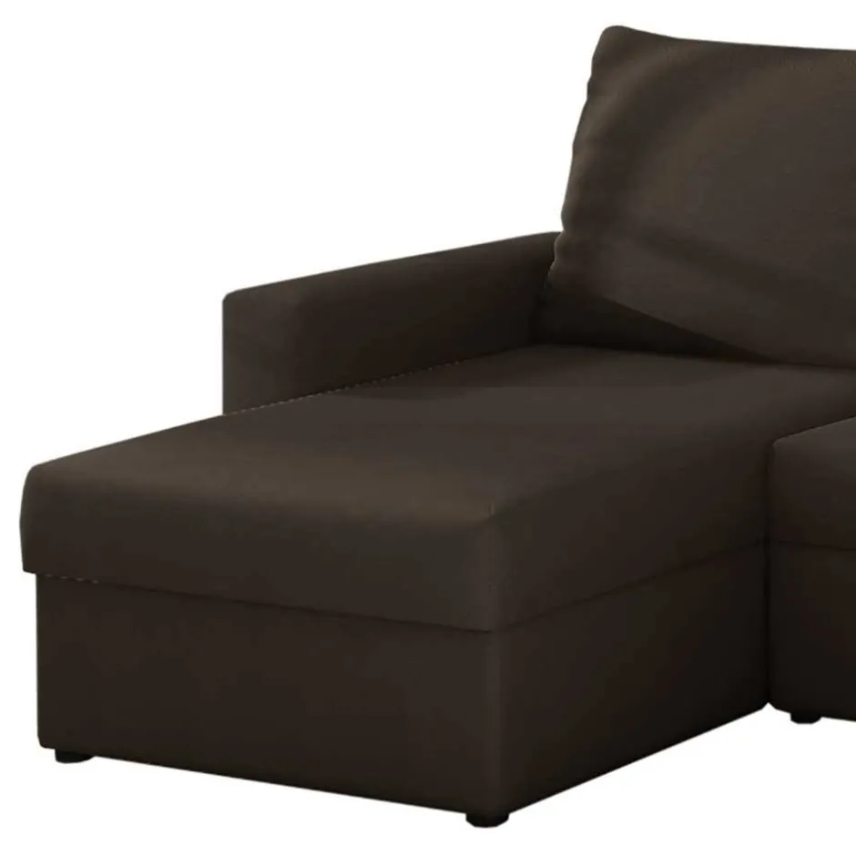 Velours Ecksofa in Braun mit Bettfunktion - Bascana^Wohnen Outlet