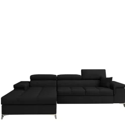 Velours Ecksofa in Schwarz - Milwaukee^Wohnen Outlet