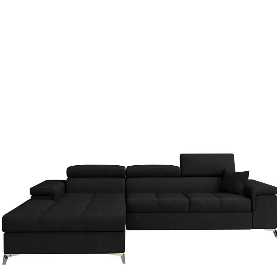 Velours Ecksofa in Schwarz - Milwaukee^Wohnen Outlet