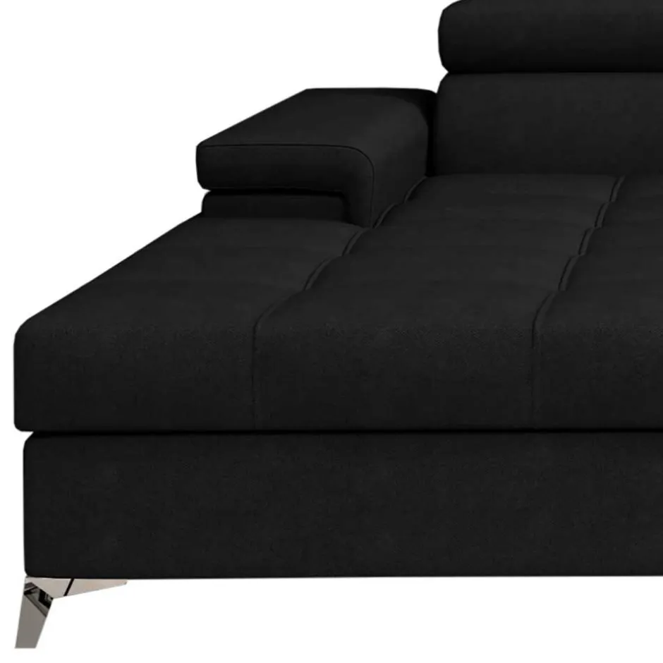 Velours Ecksofa in Schwarz - Milwaukee^Wohnen Outlet