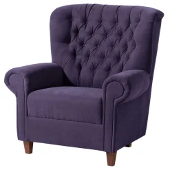 Velours Ohrenbackensessel in Violett - Salut^Wohnen Discount