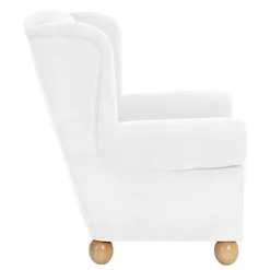 Velours Ohrensessel in Cremeweiß - Clamps^Wohnen New