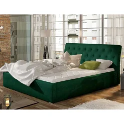 Wohnen Velours Polsterbett in Dunkelgrün - Tendence