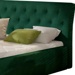 Wohnen Velours Polsterbett in Dunkelgrün - Tendence