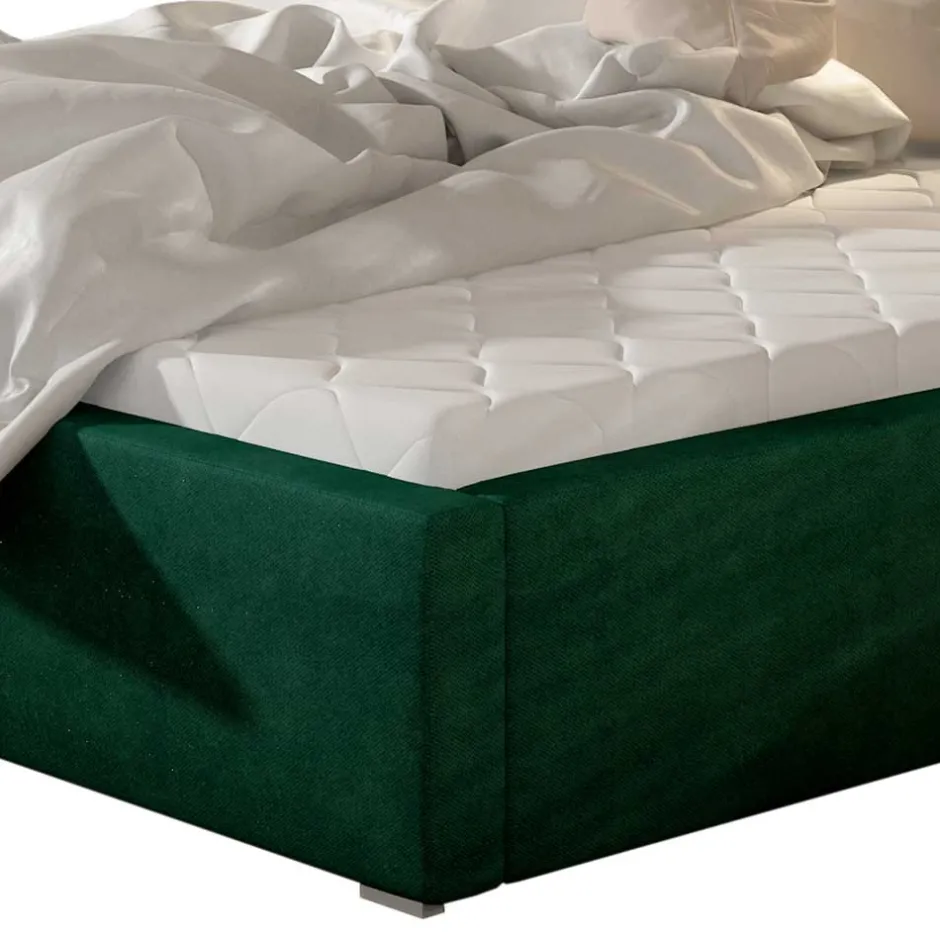 Wohnen Velours Polsterbett in Dunkelgrün - Tendence