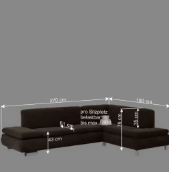 Velours Polsterecke in Braun - Delnoto^Wohnen Sale