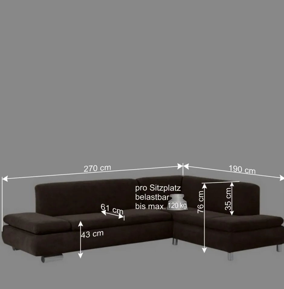 Velours Polsterecke in Braun - Delnoto^Wohnen Sale