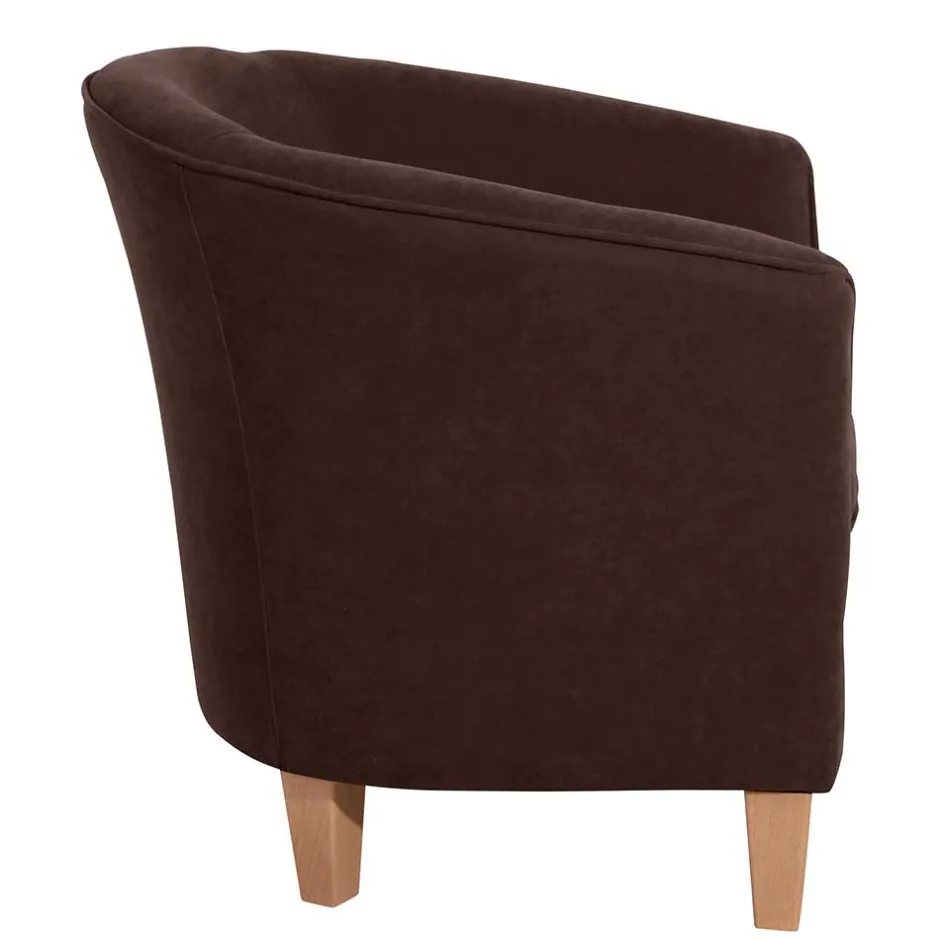 Velours Polstersessel halbrund in Braun - Cazar^Wohnen Hot