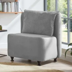 Velours Polstersessel in Silber Grau - Kolage^Wohnen New