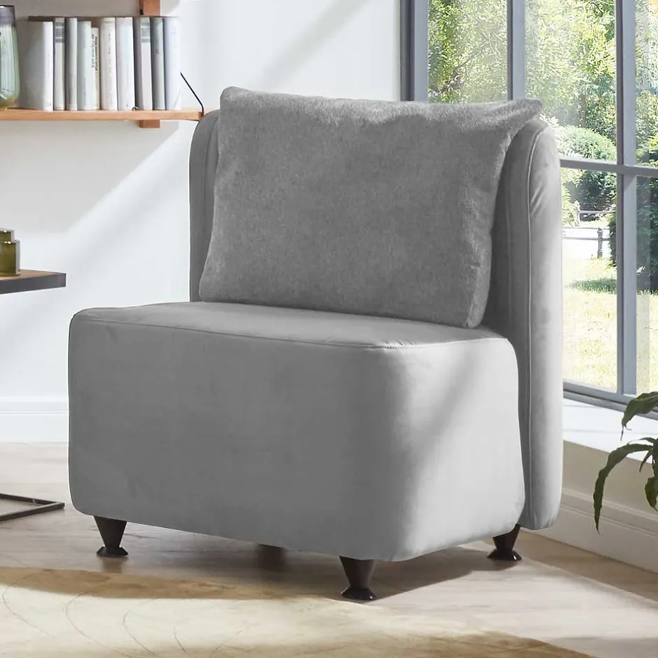 Velours Polstersessel in Silber Grau - Kolage^Wohnen New