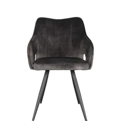 Velours Polsterstuhl in Anthrazit - Peross^Wohnen Outlet