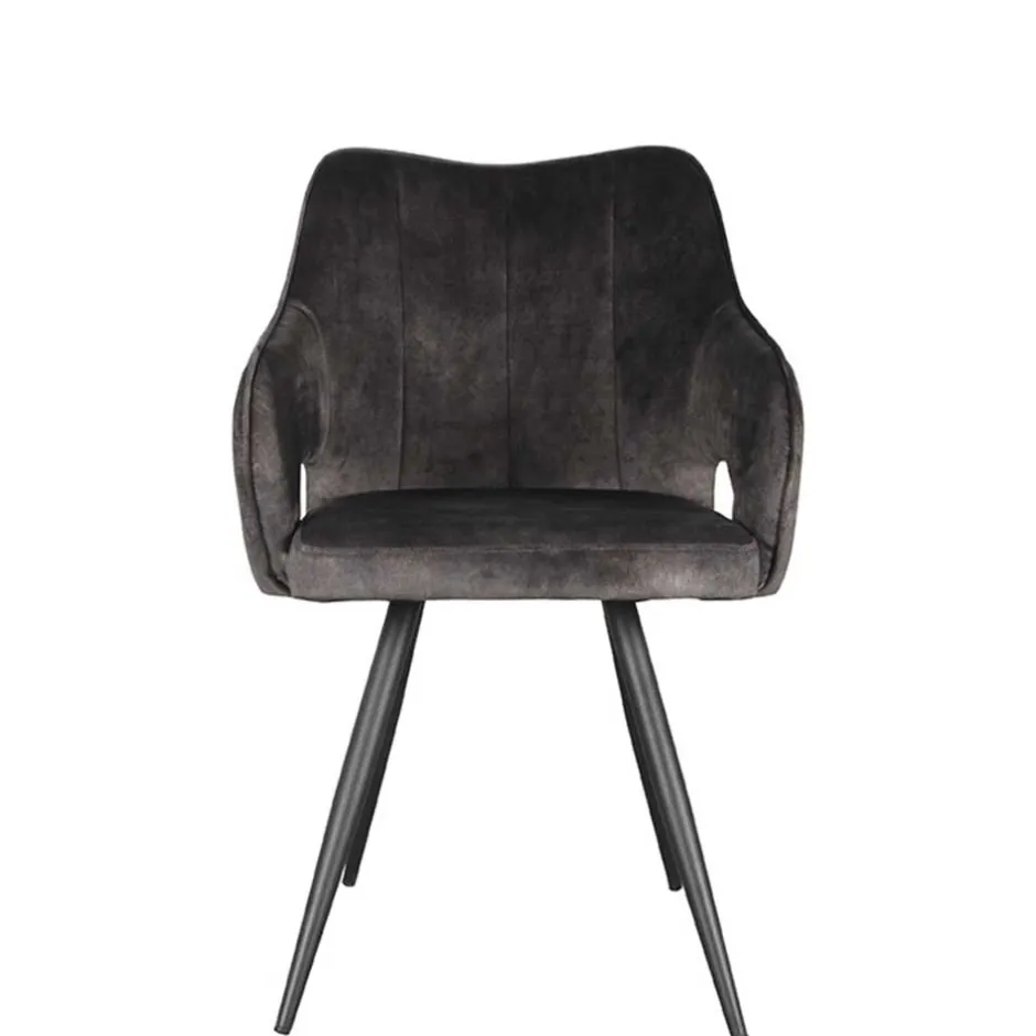 Velours Polsterstuhl in Anthrazit - Peross^Wohnen Outlet