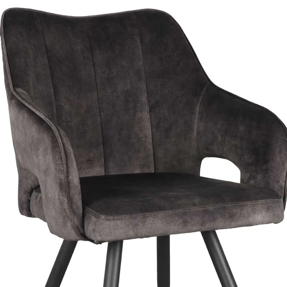 Velours Polsterstuhl in Anthrazit - Peross^Wohnen Outlet