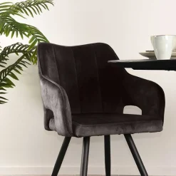 Velours Polsterstuhl in Anthrazit - Peross^Wohnen Outlet