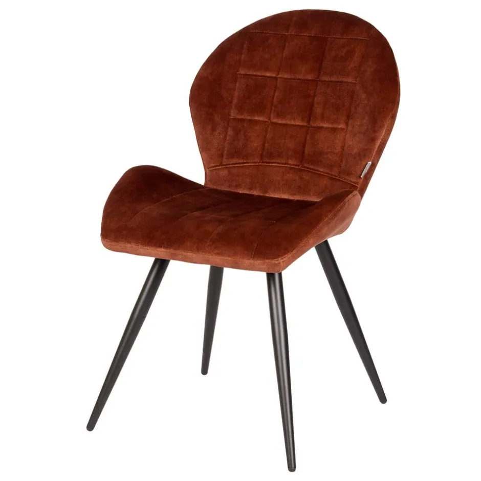 Velours Polsterstuhl in Rostfarben Braun - Hangar (2er Set)^Wohnen Discount