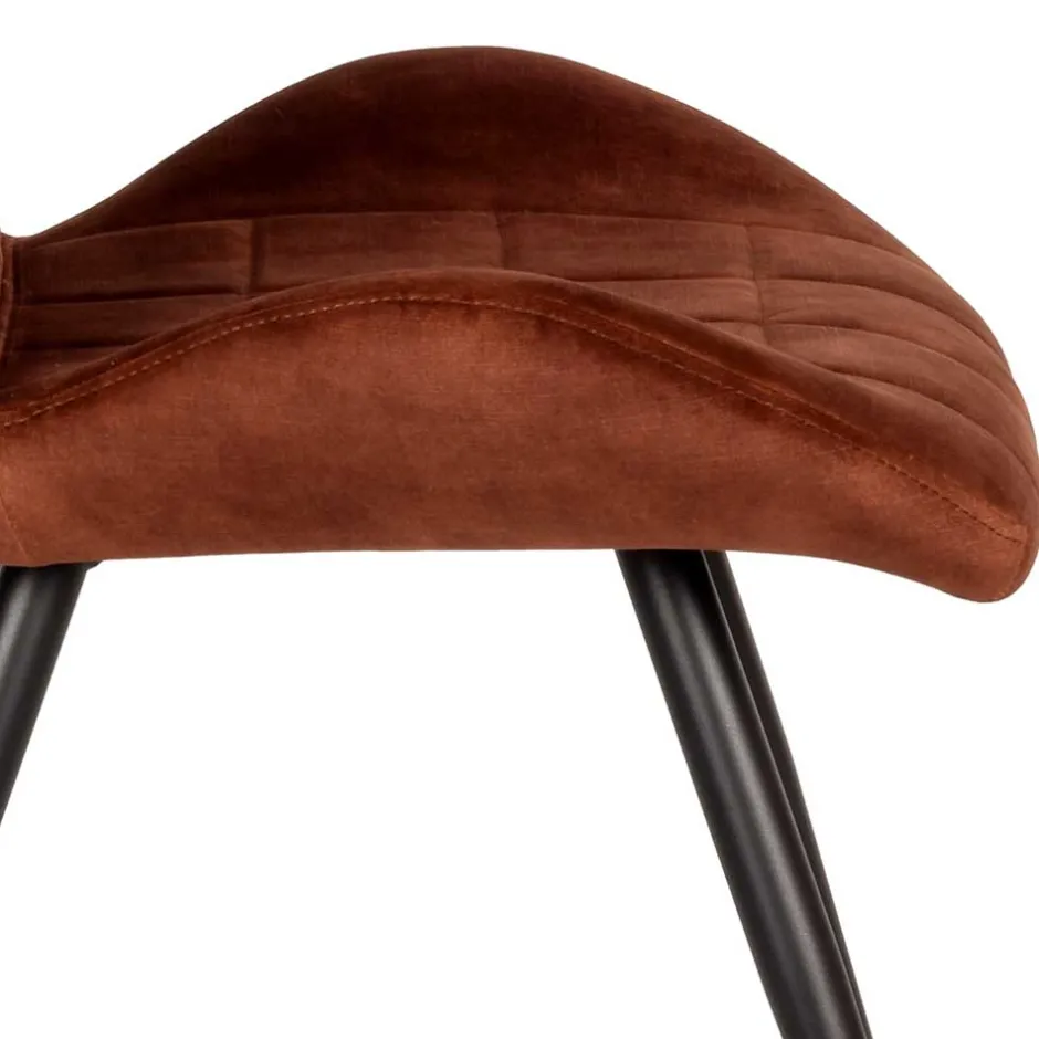 Velours Polsterstuhl in Rostfarben Braun - Hangar (2er Set)^Wohnen Discount