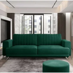 Velours Schlafcouch in Dunkelgrün - Venturian^Wohnen Clearance