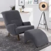 Velours Sessel in Anthrazit und Nussbaum - Izmael^Wohnen Discount